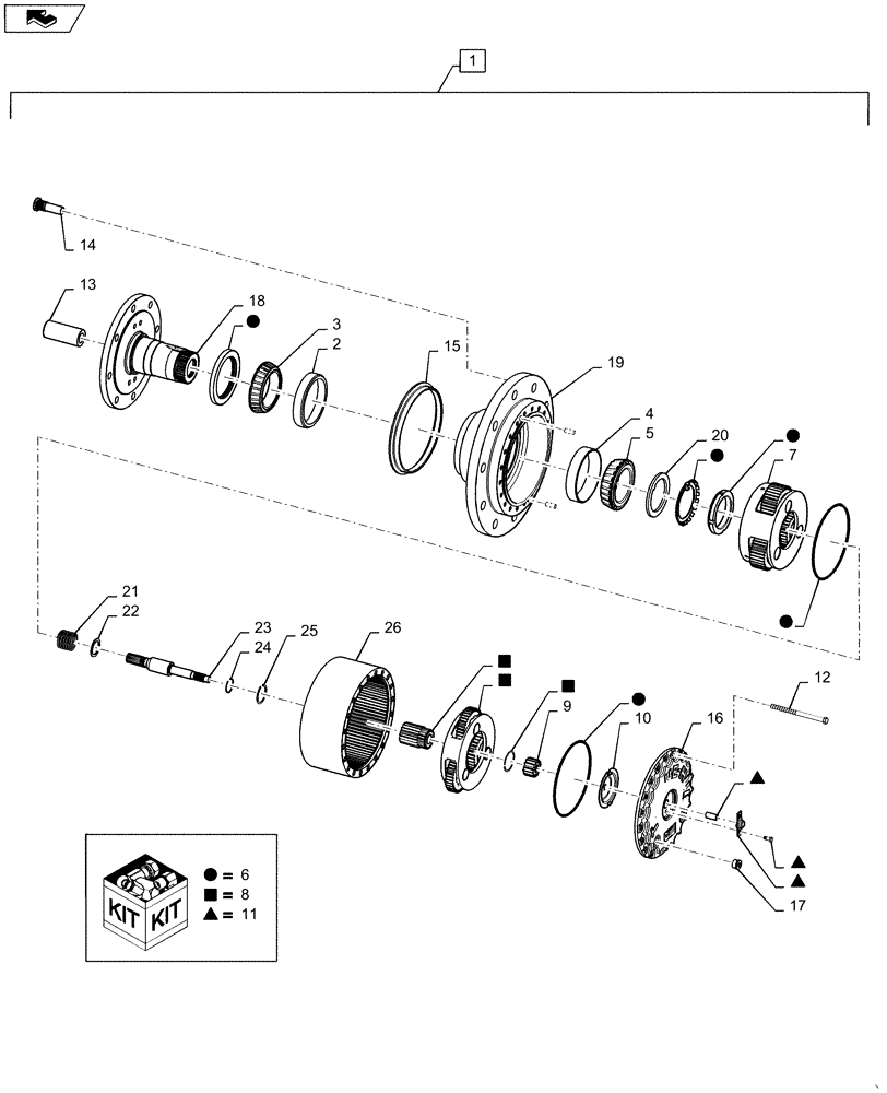 Схема запчастей Case IH WD1203 - (25.108.AB[02]) - PLANETARY GEAR, GEARBOX, HIGH SPEED (25) - FRONT AXLE SYSTEM