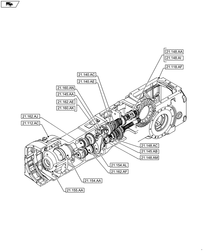 Схема запчастей Case IH FARMALL 95C - (21.000.00[01]) - SECTION INDEX - TRANSMISSION (21) - TRANSMISSION