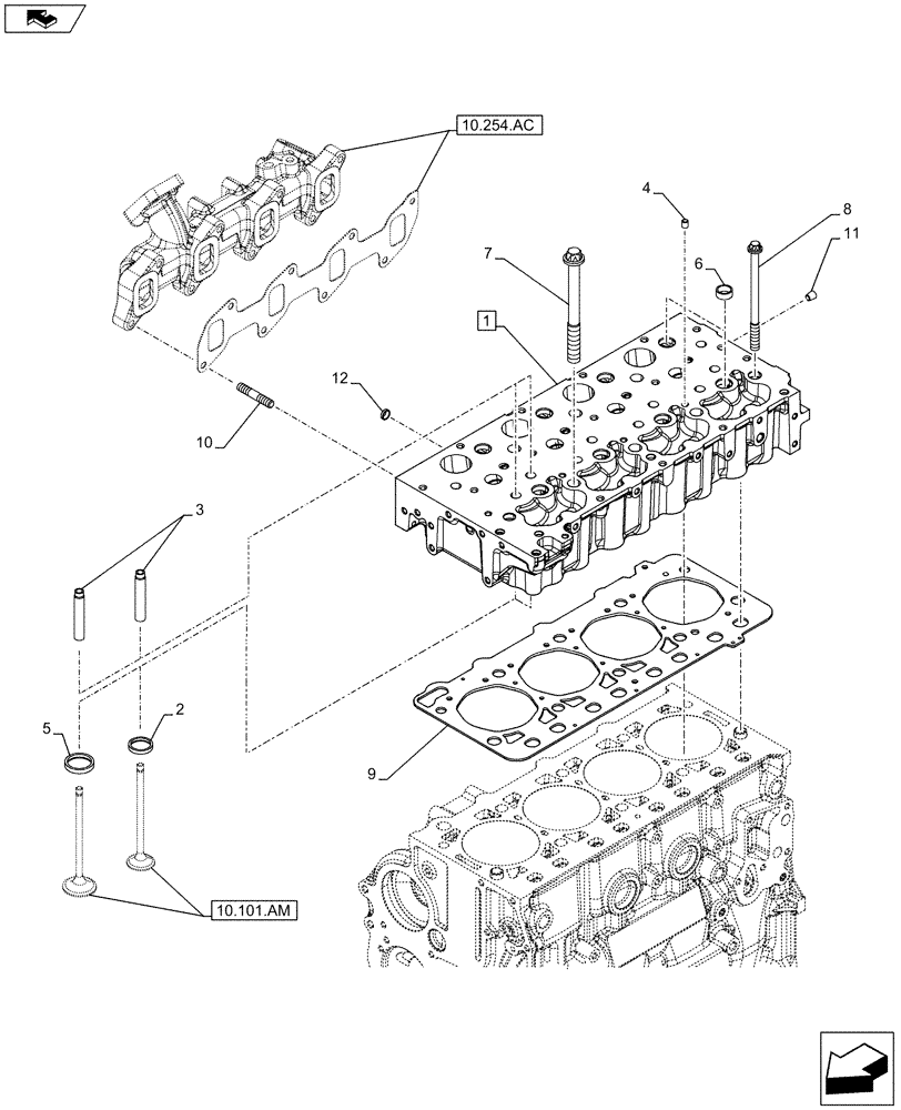 Схема запчастей Case IH F5DFL413H A009 - (10.101.AA) - CYLINDER HEAD (10) - ENGINE