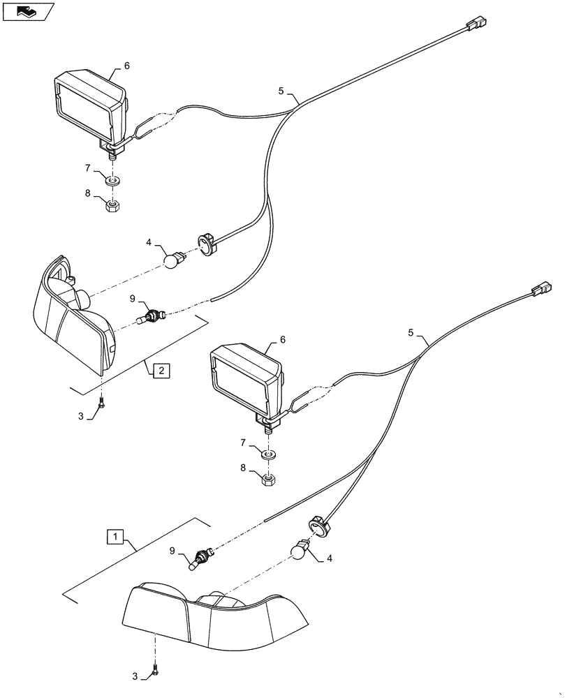 Схема запчастей Case IH MX180 - (4-078) - LAMPS, REAR FENDER, N.A. ONLY (04) - ELECTRICAL SYSTEMS