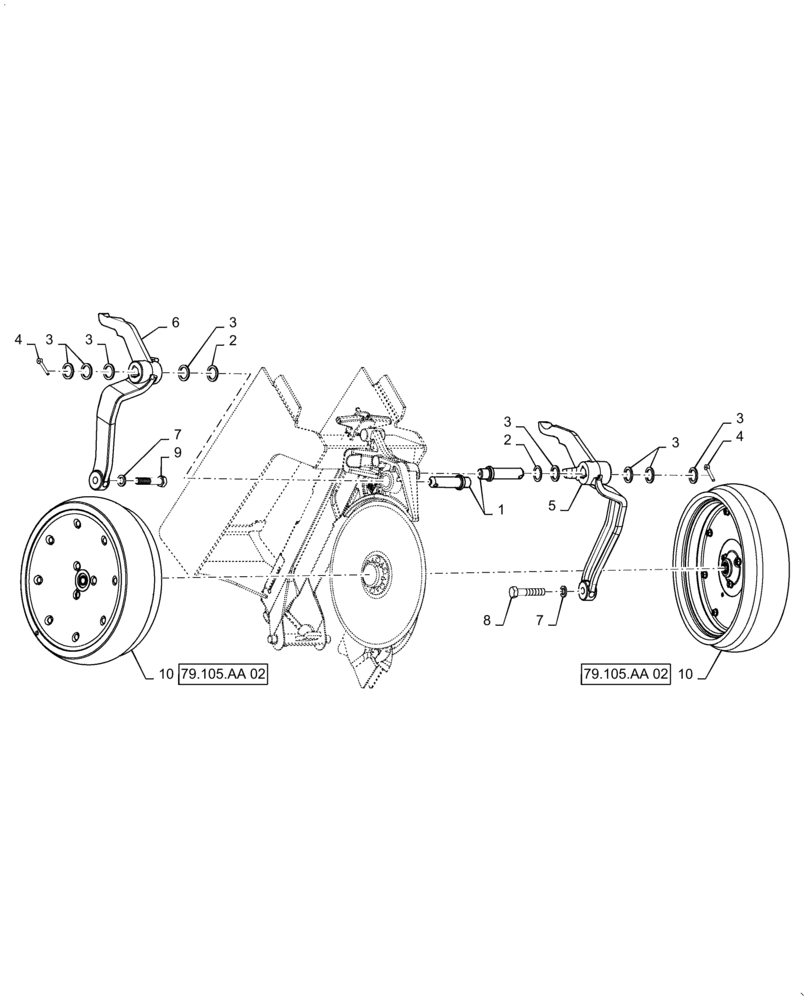 Схема запчастей Case IH 1255 - (79.105.AA[01]) - GAUGE WHEEL ASSEMBLY STANDARD (79) - PLANTING