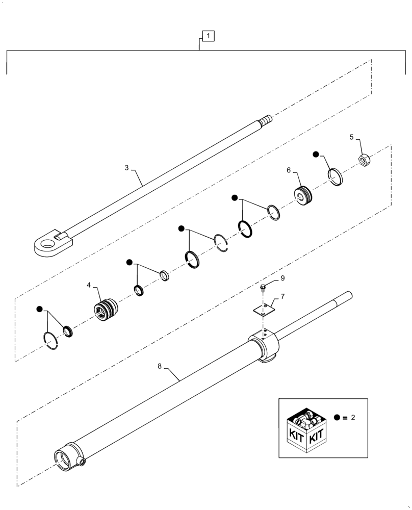 Схема запчастей Case IH RB455 - (35.540.AI[01]) - VAR - 726813. 726815, 727097, 727098 - BALE TENSION HYDRAULIC CYLINDER, YFN188618 AND PRIOR (35) - HYDRAULIC SYSTEMS