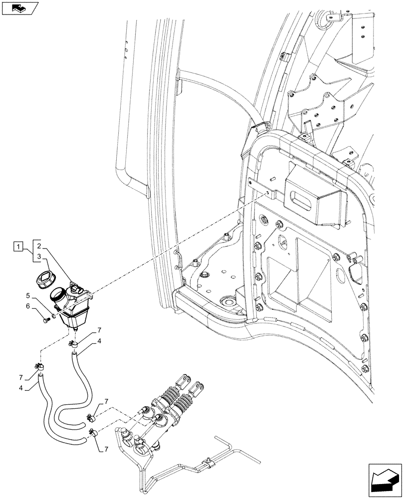 Схема запчастей Case IH FARMALL 105C - (33.202.AN[01]) - VAR - 743560, 743561, 74580, 744782, 330581 - BRAKE RESERVOIR & LINES (33) - BRAKES & CONTROLS