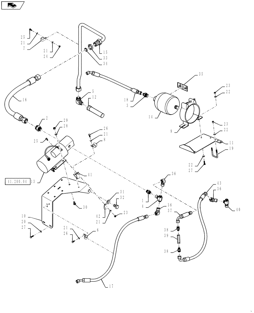 Схема запчастей Case IH QUADTRAC 550 - (41.200.03) - EMERGENCY STEERING PUMP LAYOUT - STEIGER / QUADTRAC 500 - EUROPE ONLY (41) - STEERING