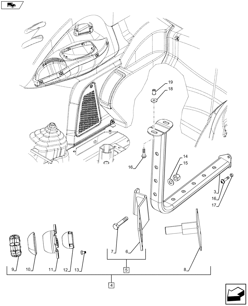 Схема запчастей Case IH FARMALL 115U - (88.090.AA[10]) - DIA KIT - MOUNTING BRACKET FOR EQUIPMENT MONITOR (88) - ACCESSORIES