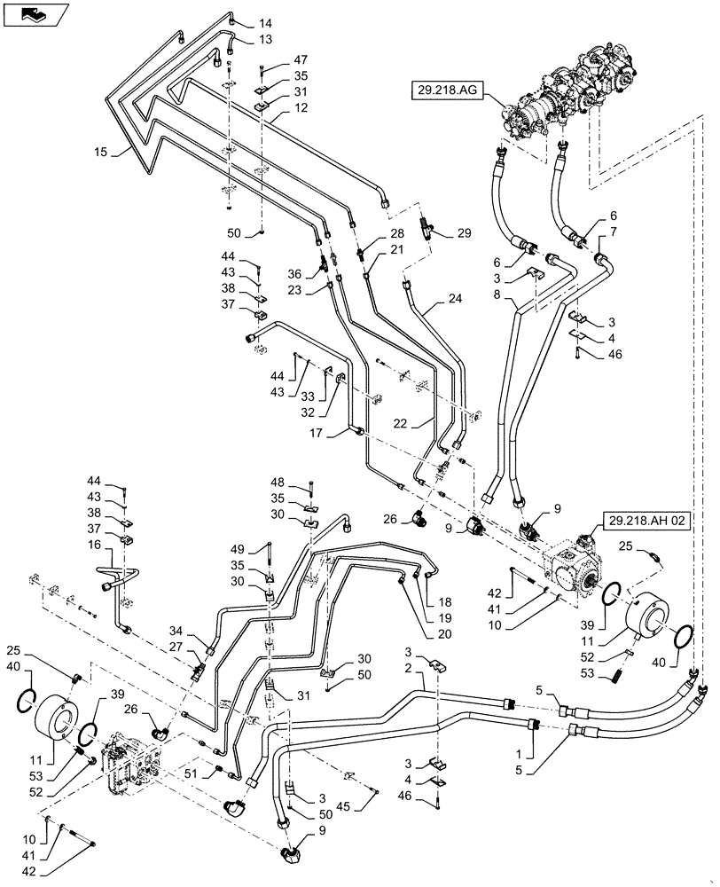 Схема запчастей Case IH WD1203 - (29.204.AB[04]) - DRIVE, HYDRAULIC SYSTEM, HIGH SPEED (29) - HYDROSTATIC DRIVE