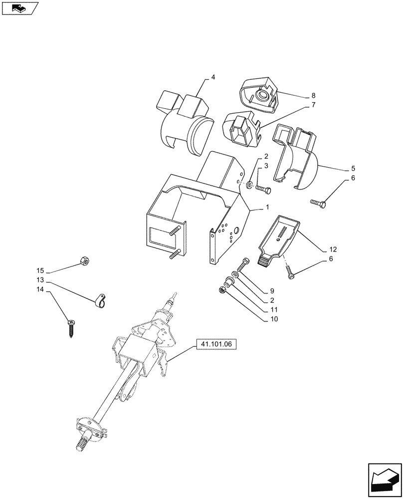 Схема запчастей Case IH PUMA 130 - (41.101.07) - VAR - 330077, 331077, 338631 - COVERING SUPPORT - STEERING COLUMN (41) - STEERING