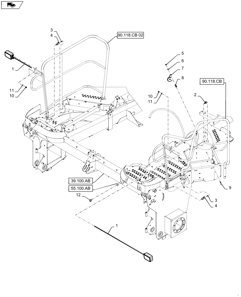 Схема запчастей Case IH WD1903 - (55.100.AA) - FRAME, FRONT, ELECTRIC SYSTEM CONTROL (55) - ELECTRICAL SYSTEMS