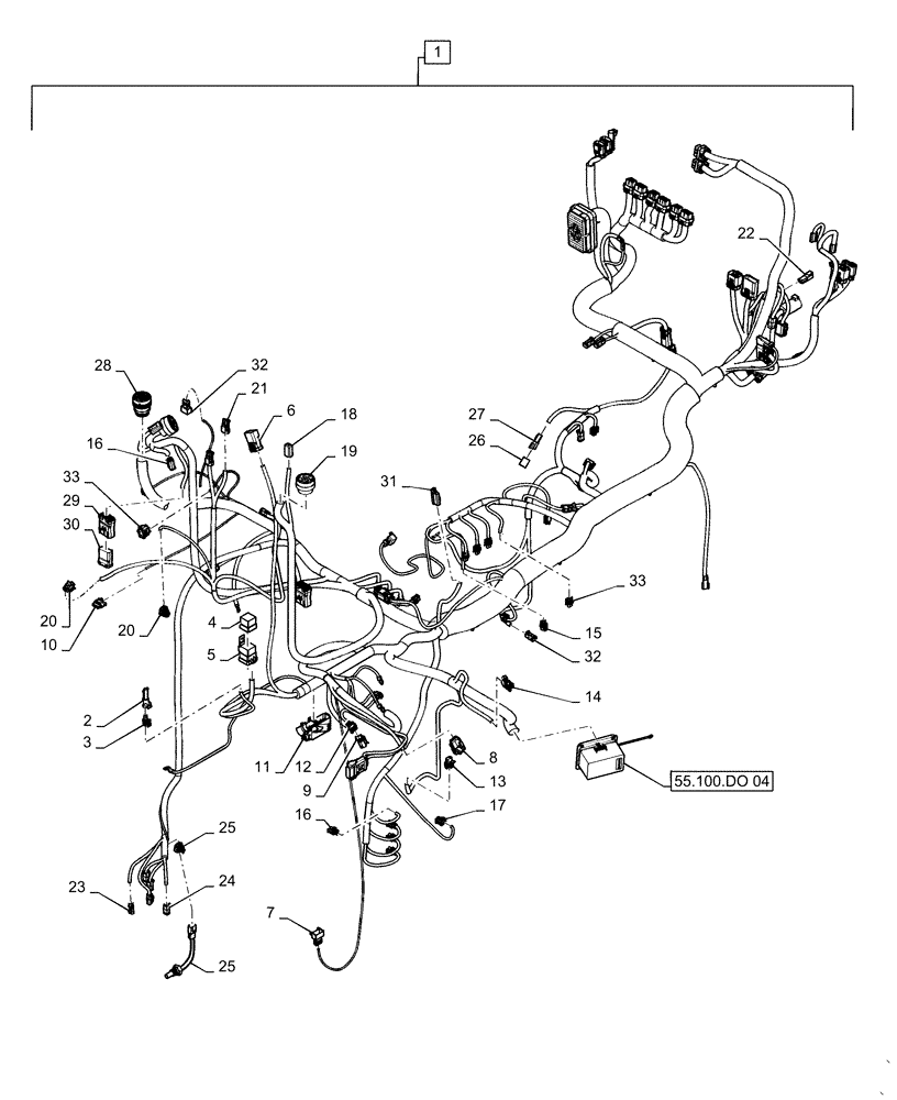 Схема запчастей Case IH MAGNUM 290 - (55.100.AC[02]) - POWERSHIFT - HARNESS, CHASSIS - ASN ZBRD09845 (55) - ELECTRICAL SYSTEMS