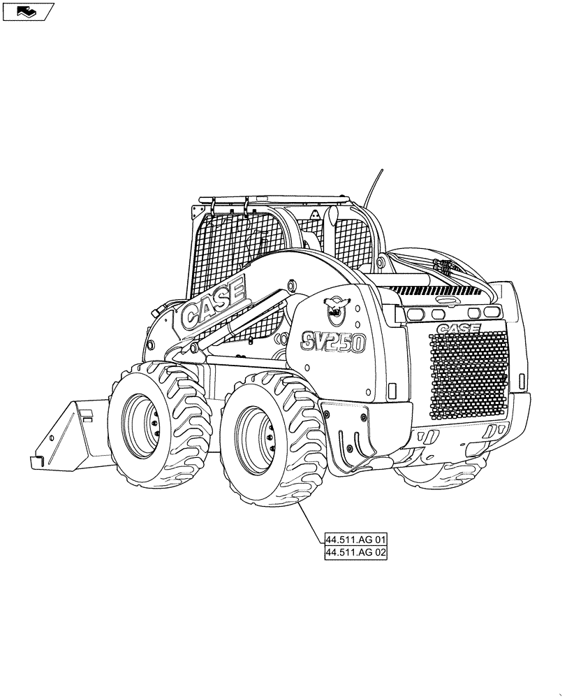 Схема запчастей Case IH SV250 - (44.000.00) - PICTORIAL INDEX - AXLE AND WHEELS (44) - WHEELS