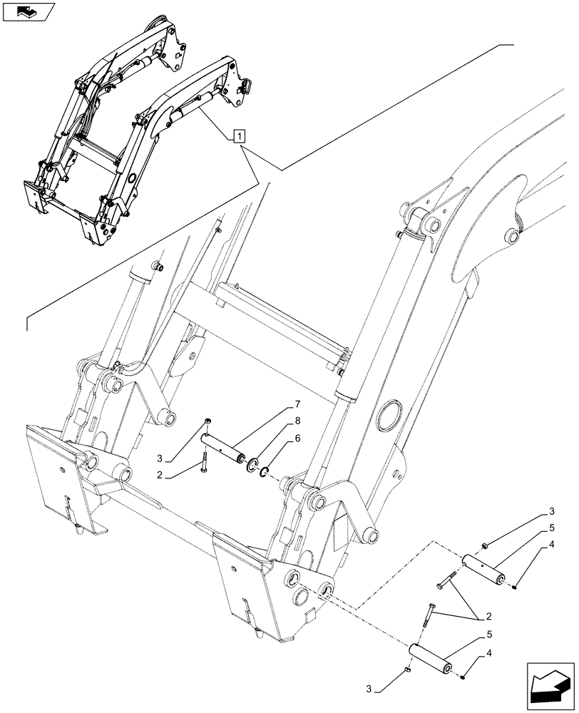 Схема запчастей Case IH FARMALL 85C - (82.300.AY[01]) - VAR - 333489 - LOADER BUCKET, PIN (82) - FRONT LOADER & BUCKET