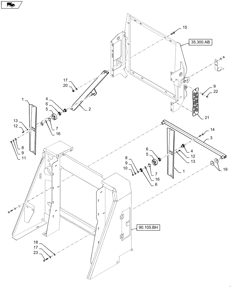 Схема запчастей Case IH WD1203 - (10.418.BD) - SCREEN, WIPER ARM, REAR (10) - ENGINE