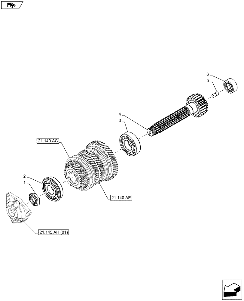 Схема запчастей Case IH FARMALL 105C - (21.145.AB[01]) - TRANSMISSION, DRIVE SHAFT (21) - TRANSMISSION