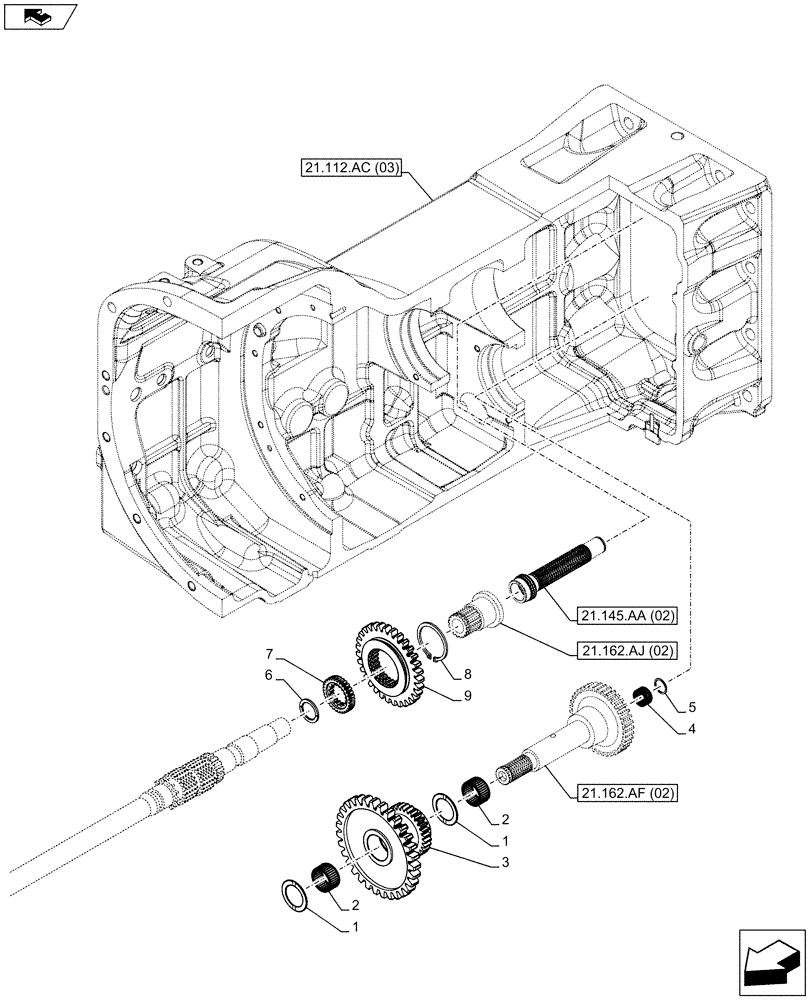 Схема запчастей Case IH FARMALL 105C - (21.160.AN[01]) - VAR - 744761 - TRANSMISSION, CREEPER (20X12) (21) - TRANSMISSION