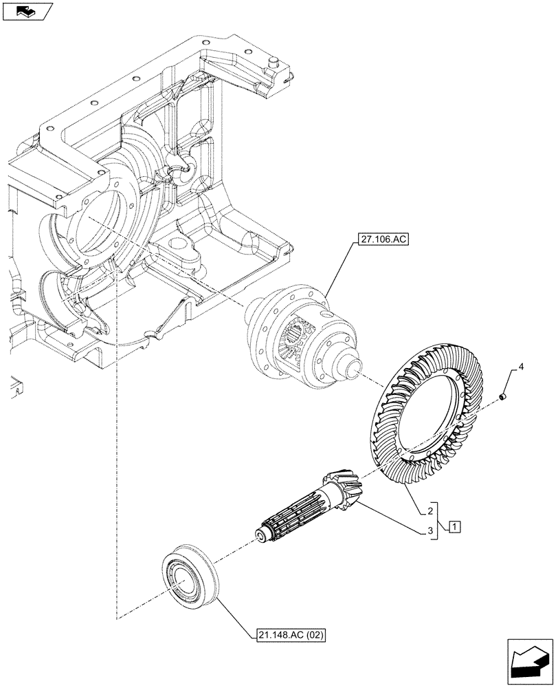 Схема запчастей Case IH FARMALL 85C - (27.106.AA[02]) - VAR - 743552, 743507, 744762, 744763, 744764 - BEVEL GEAR, HEAVY DUTY (27) - REAR AXLE SYSTEM