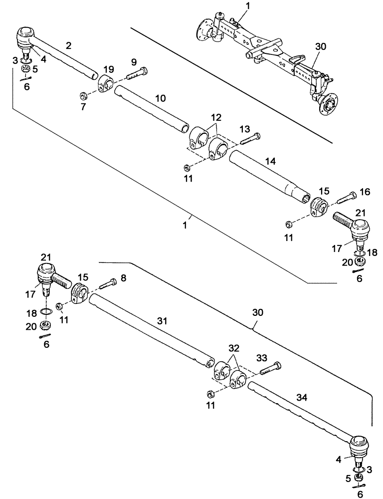 Схема запчастей Case IH C55 - (05-10[02]) - STEERING TIE ROD - ADJUSTABLE FRONT AXLE (04) - STEERING