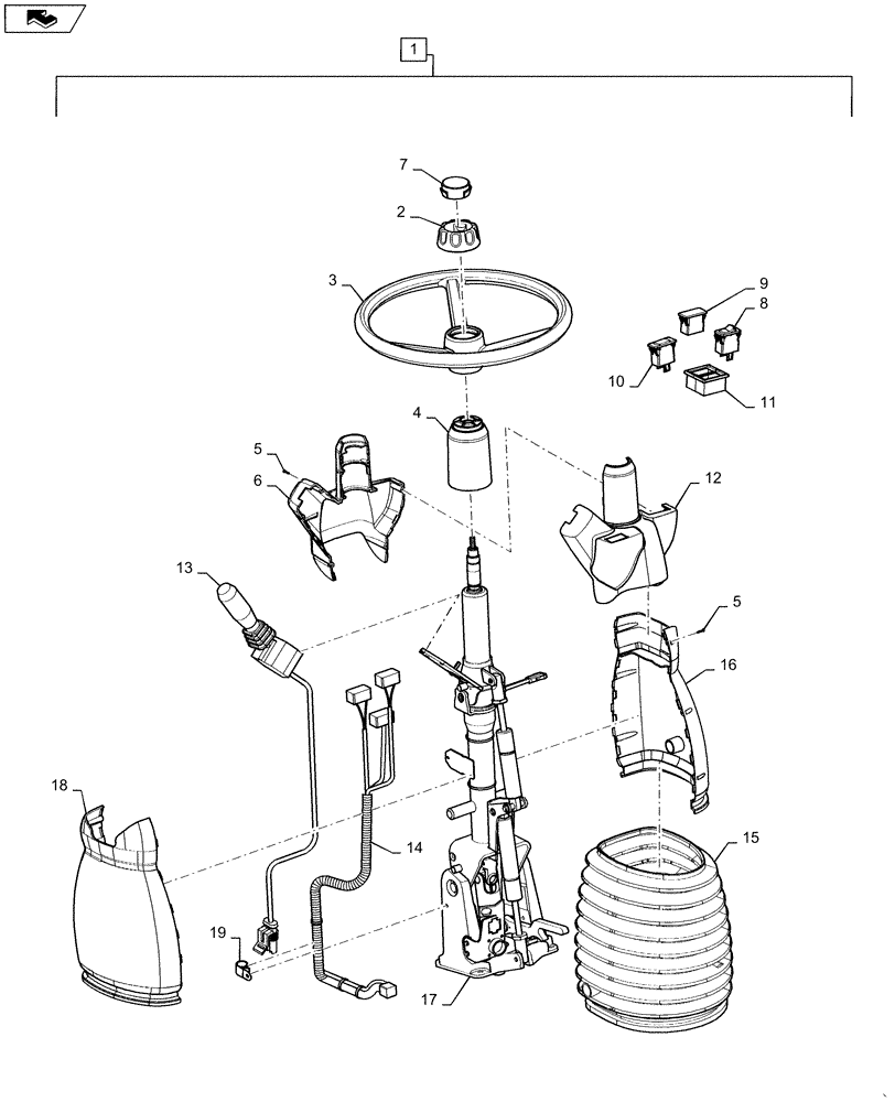 Схема запчастей Case IH WD1903 - (41.101.AB[01]) - STEERING COLUMN (41) - STEERING