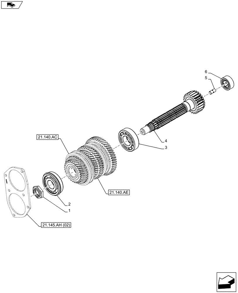 Схема запчастей Case IH FARMALL 105C - (21.145.AB[02]) - VAR - 744761 - TRANSMISSION, DRIVE SHAFT (21) - TRANSMISSION