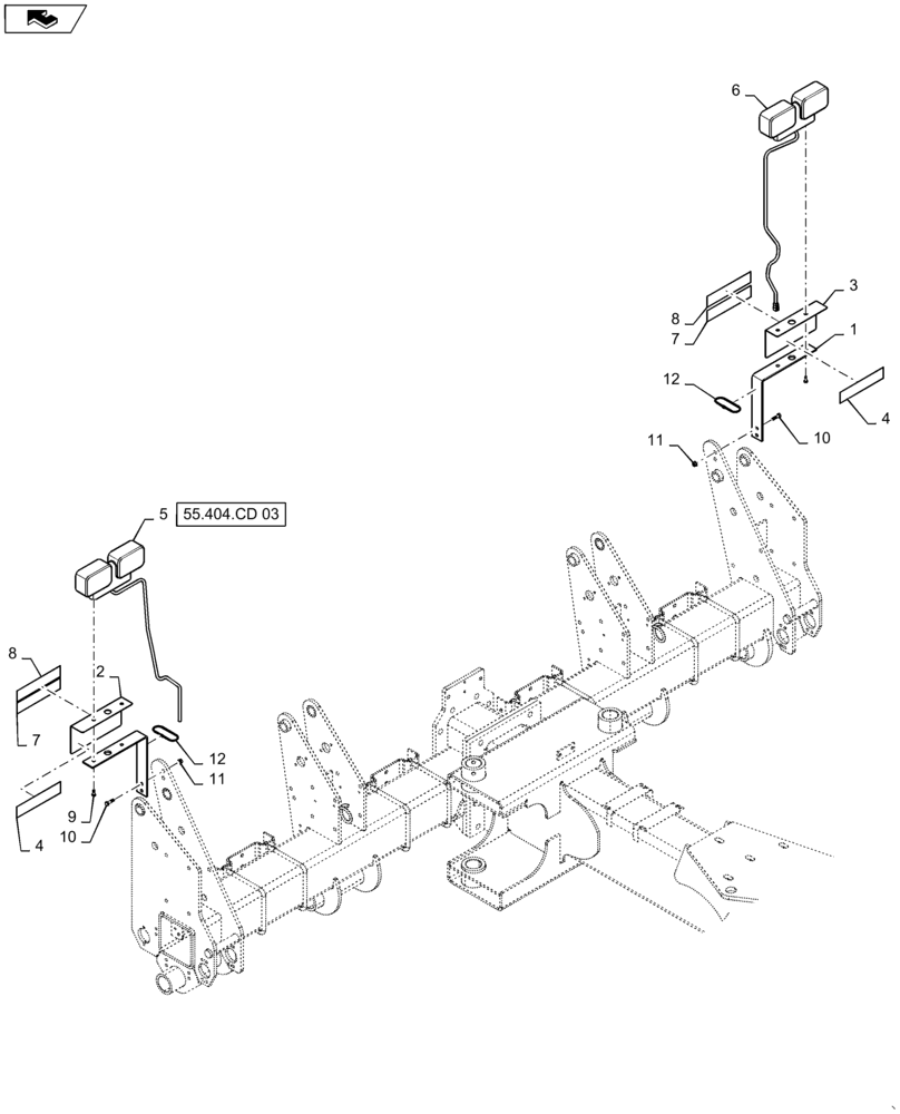 Схема запчастей Case IH 1255 - (55.404.CD[01]) - LIGHTING FOR 12 AND 16 ROW (55) - ELECTRICAL SYSTEMS