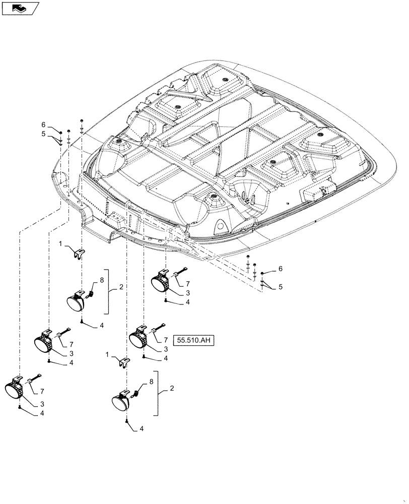 Схема запчастей Case IH WD1903 - (55.404.AL[02]) - FRONT LAMP, DELUXE (55) - ELECTRICAL SYSTEMS