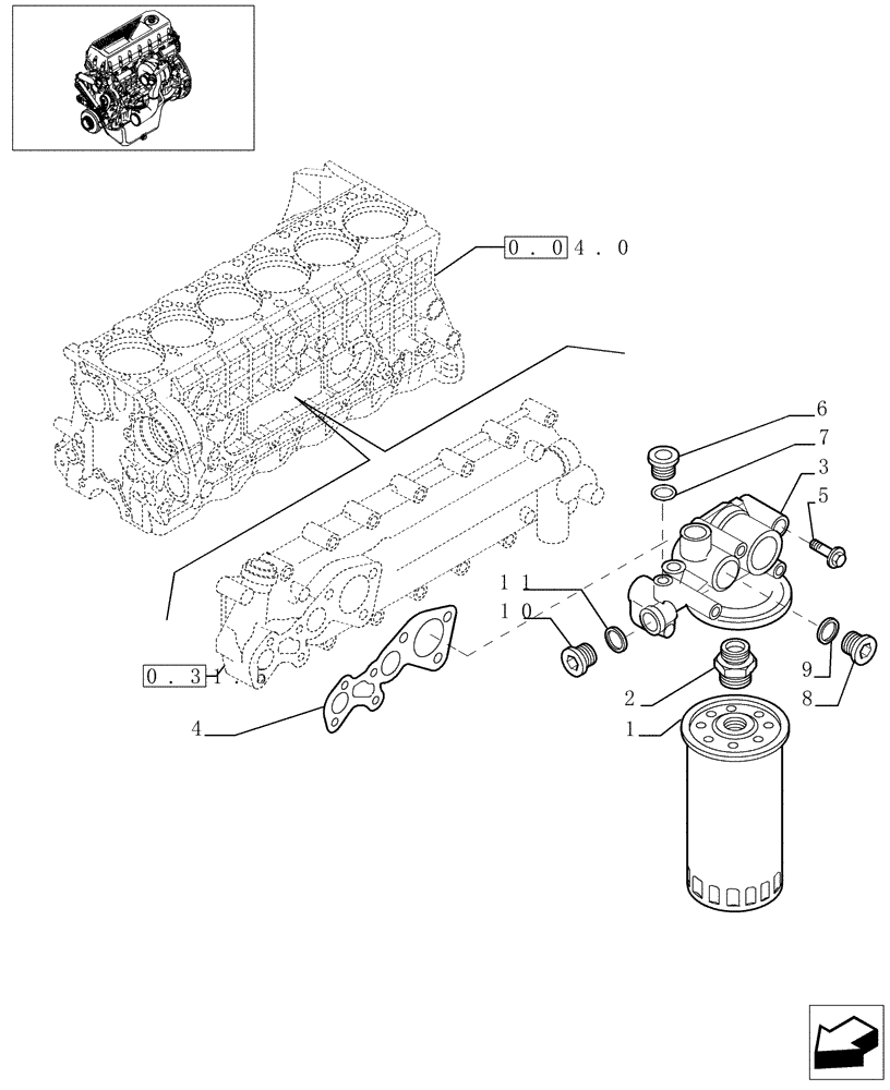 Схема запчастей Case IH F2BE0684A B003 - (0.30.2[01]) - FILTER ENGINE OIL (99444034 - 504033095) 