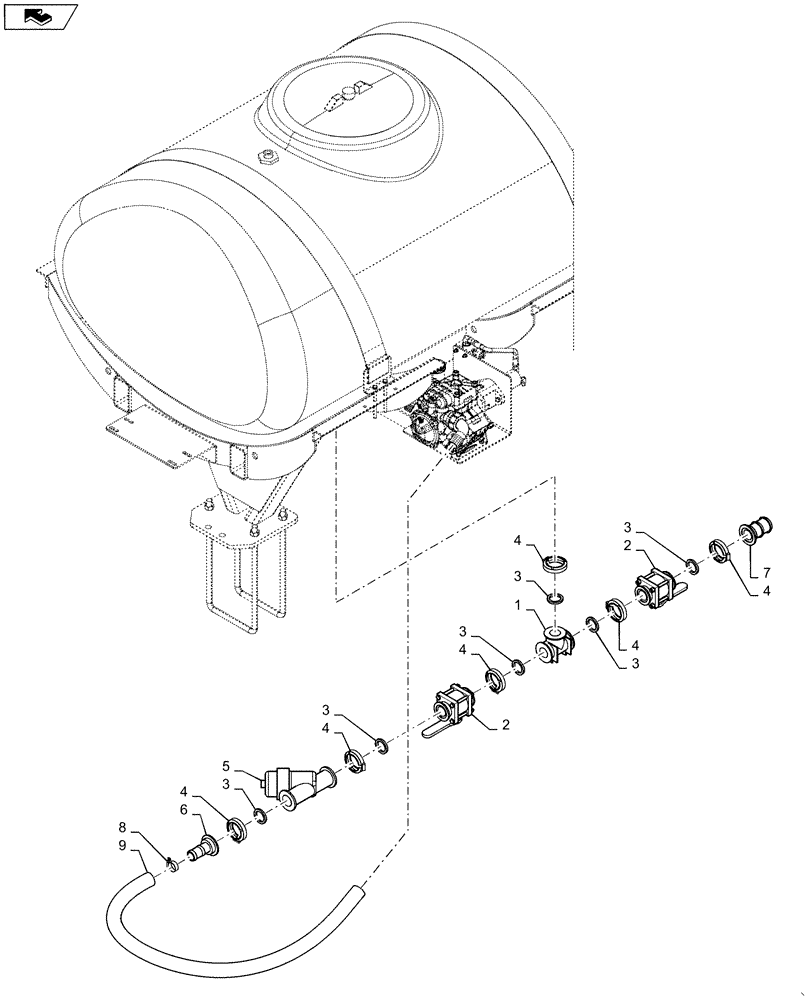 Схема запчастей Case IH 1255 - (63.100.AG[01]) - LIQUID FERTILIZER TANK VALVE FOR 24 ROW (63) - CHEMICAL APPLICATORS