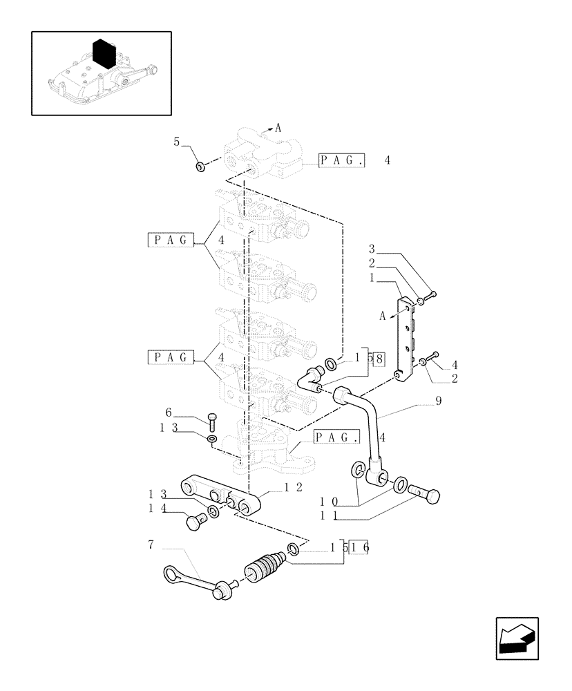 Схема запчастей Case IH JX1085C - (1.82.7/11[06]) - (VAR.165) 4 REAR REMOTE VALVES FOR MDC - QUICK COUPLING - D5484 (07) - HYDRAULIC SYSTEM