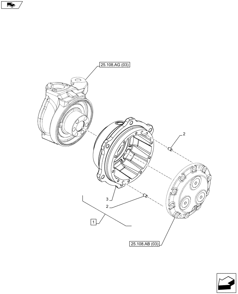 Схема запчастей Case IH FARMALL 95C - (25.108.AN[03]) - VAR - 744581, 337323 - 4WD FRONT AXLE, HUB (HEAVY DUTY) (25) - FRONT AXLE SYSTEM