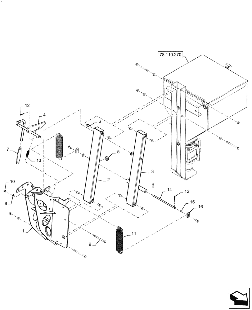 Схема запчастей Case IH PATRIOT 3240 - (78.110.AG[02]) - CHEMICAL INDUCTOR LINKAGE (78) - SPRAYING