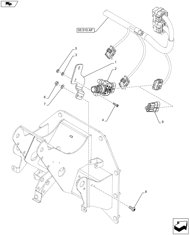 Схема запчастей Case IH FARMALL 85C - (55.405.CW) - BRAKE, LIGHT SWITCH (55) - ELECTRICAL SYSTEMS