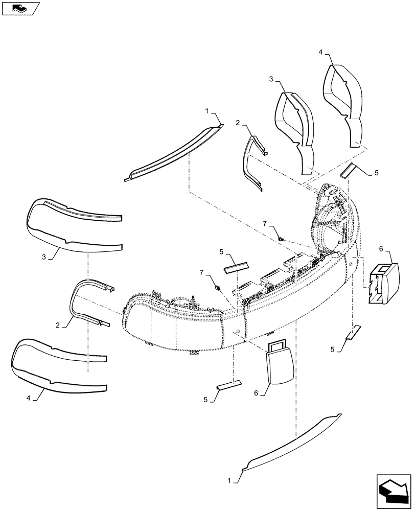 Схема запчастей Case IH MAGNUM 340 - (55.404.AQ[04]) - HEADLIGHT SEALS AND REFLECTORS (55) - ELECTRICAL SYSTEMS