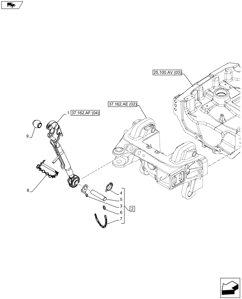 Схема запчастей Case IH FARMALL 95C - (37.162.AF[03]) - VAR - 332789 - 3 POINT HITCH, FRONT, UPPER LINK, WITH FRONT PTO (37) - HITCHES, DRAWBARS & IMPLEMENT COUPLINGS