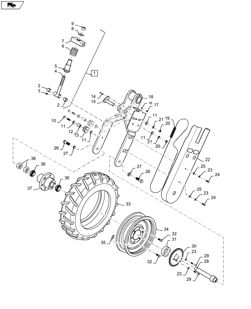 Схема запчастей Case IH 4025 - (61.901.AB[05]) - CONTACT DRIVE GAUGE WHEEL (61) - METERING SYSTEM