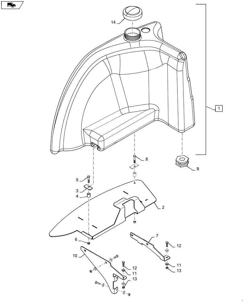 Схема запчастей Case IH 2240 - (78.110.AH[01]) - RINSE TANK MOUNTING (78) - SPRAYING