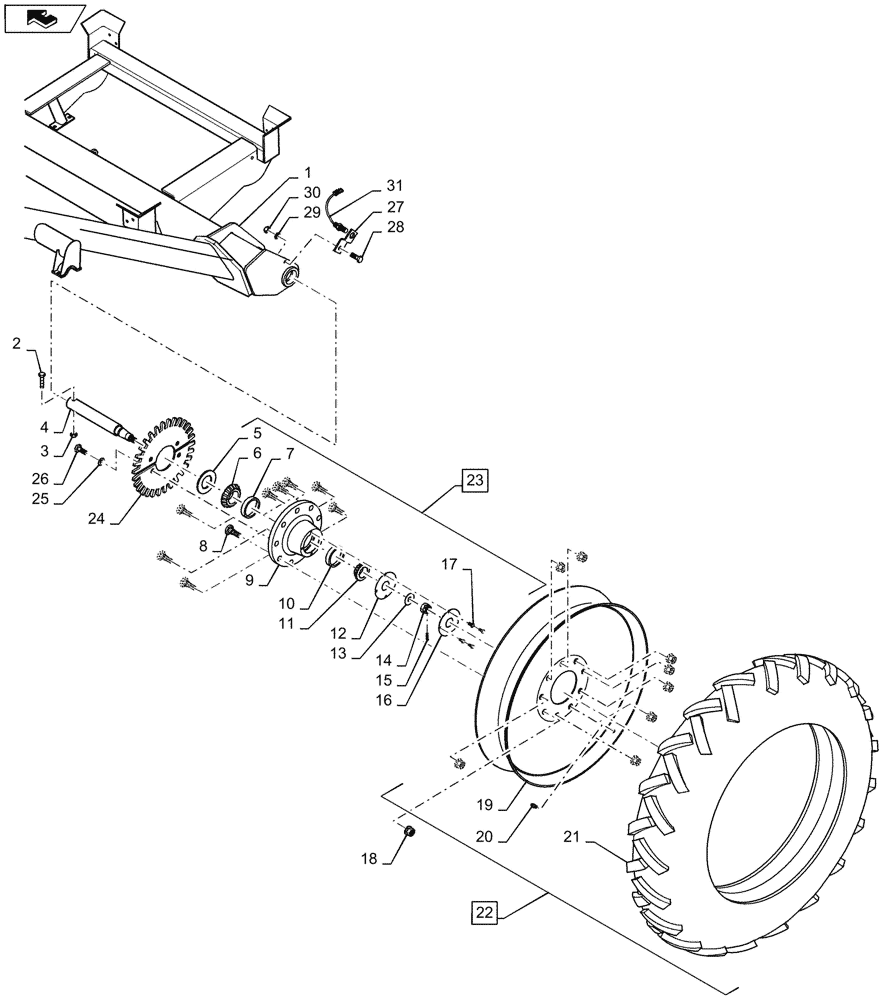 Схема запчастей Case IH 1225 - (44.520.AB[01]) - TRANSPORT WHEEL ASSEMBLY (44) - WHEELS