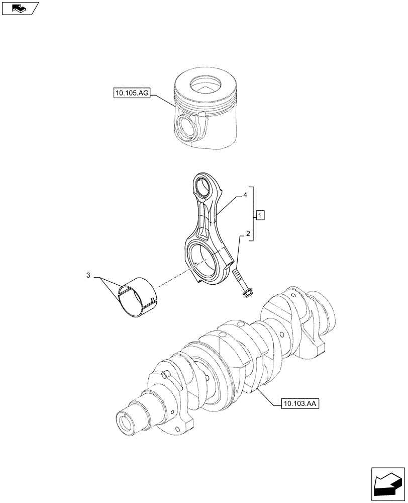 Схема запчастей Case IH F5DFL413H A009 - (10.105.AB) - CONNECTING ROD (10) - ENGINE