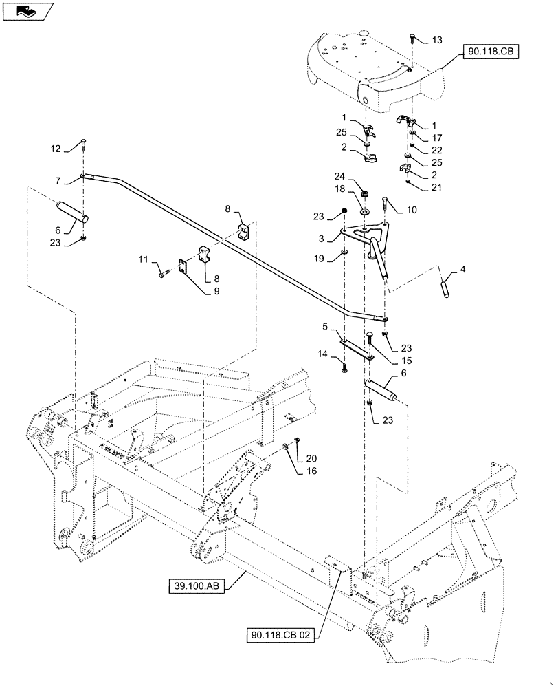 Схема запчастей Case IH WD1903 - (58.130.BG[02]) - LATCH HOOK, HEADER (58) - ATTACHMENTS/HEADERS