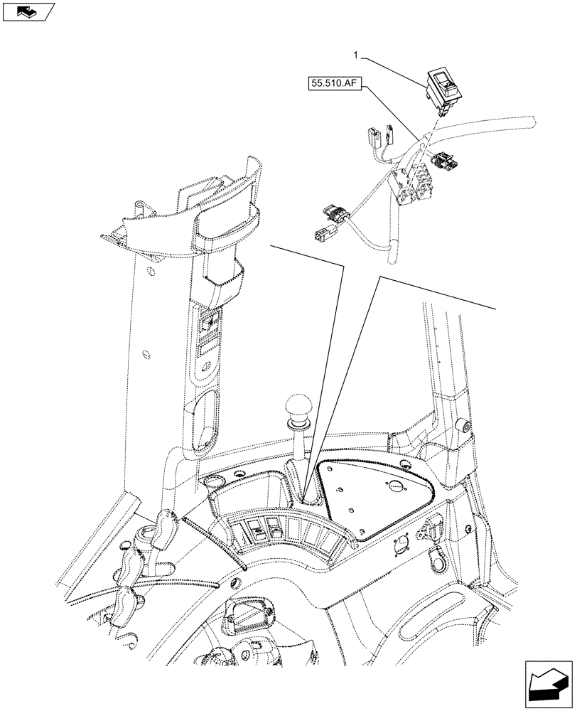 Схема запчастей Case IH FARMALL 85C - (55.541.AA) - 4WD ENGAGEMENT CONTROL SWITCH (55) - ELECTRICAL SYSTEMS