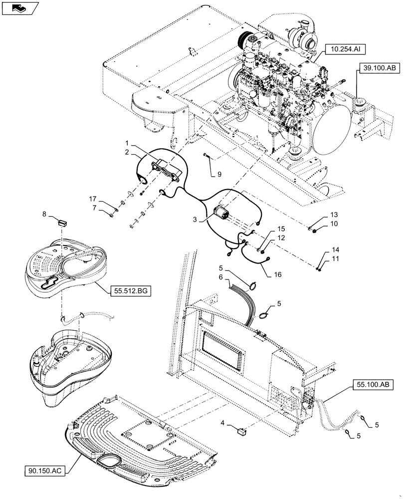 Схема запчастей Case IH WD2303 - (55.202.AG) - COLD START SYSTEM, 6 CYLINDER MACHINES (55) - ELECTRICAL SYSTEMS