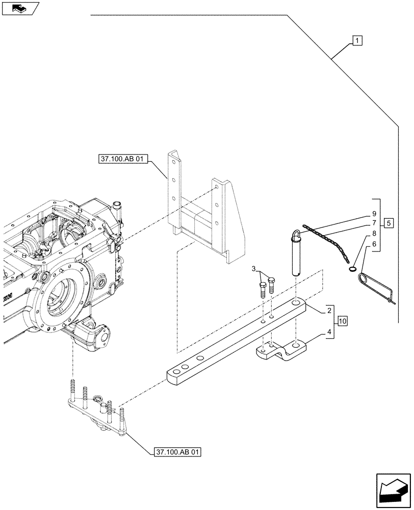 Схема запчастей Case IH FARMALL 115U - (88.037.AA[09]) - DIA KIT - DRAWBAR CLEVIS F/OFFSET SWN DRAWBAR - NA (88) - ACCESSORIES