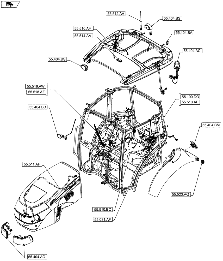 Схема запчастей Case IH FARMALL 95C - (00.000.55[03]) - PICTORIAL INDEX - ELECTRICAL SYSTEMS (00) - GENERAL & PICTORIAL INDEX