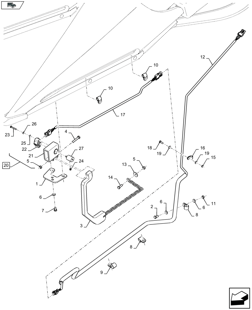 Схема запчастей Case IH 2612XR - (55.662.021) - AUTOFLOAT SENSORS, LH & RH - D586 (55) - ELECTRICAL SYSTEMS