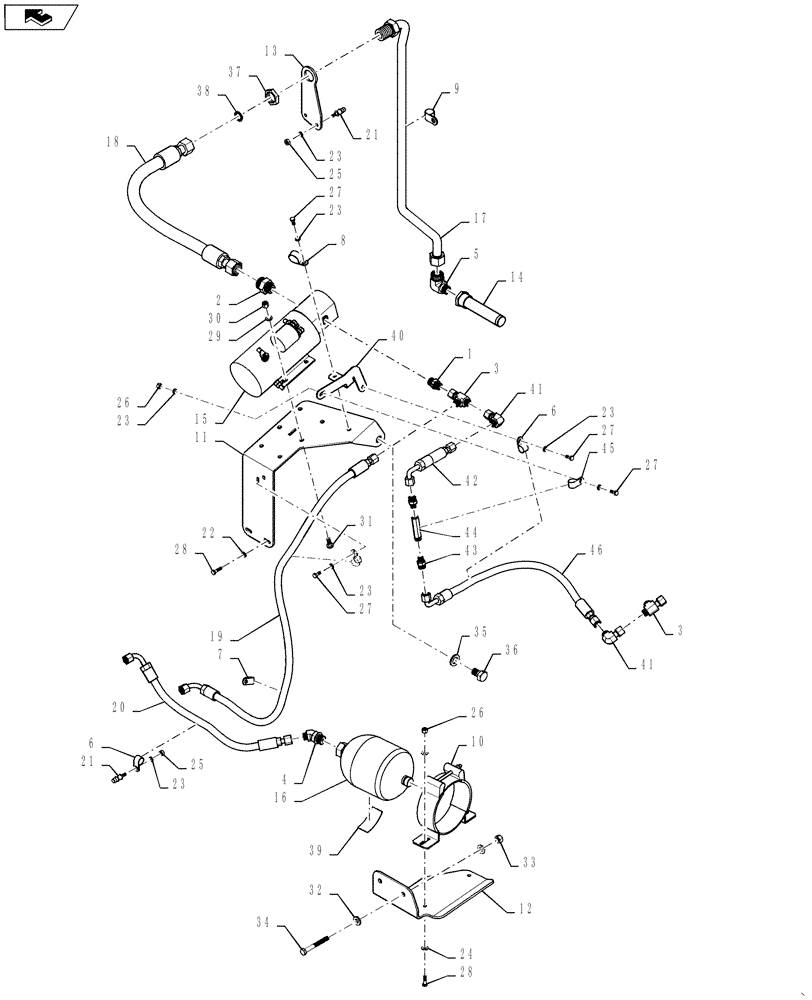 Схема запчастей Case IH STEIGER 400 - (41.200.02) - EMERGENCY STEERING PUMP LAYOUT - EUROPE ONLY (41) - STEERING