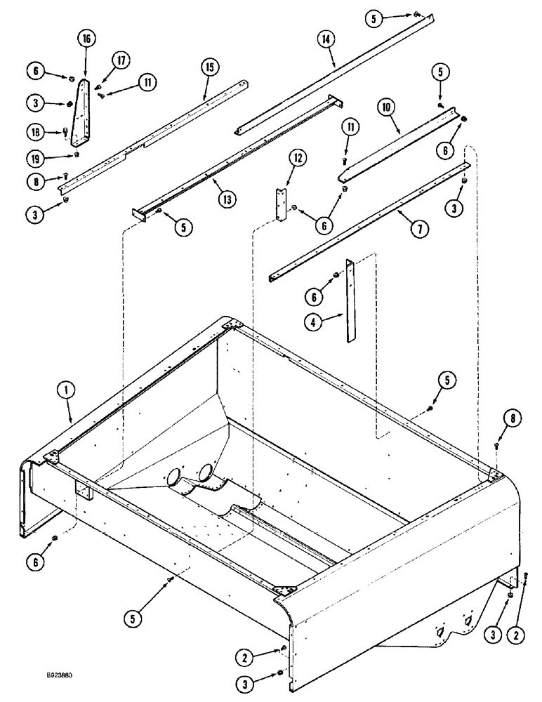 Схема запчастей Case IH 1688 - (9E-02) - GRAIN TANK AND UPPER SUPPORTS (17) - GRAIN TANK & UNLOADER