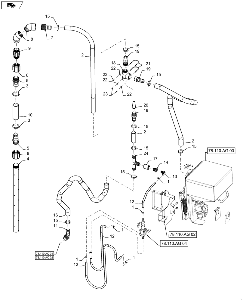 Схема запчастей Case IH 2240 - (78.110.AG[01]) - CHEMICAL EDUCTOR GROUP (78) - SPRAYING