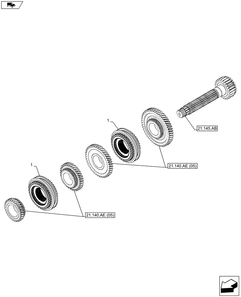 Схема запчастей Case IH FARMALL 105C - (21.140.AC[02]) - VAR - 743552 - TRANSMISSION, SYNCHRONIZER (21) - TRANSMISSION
