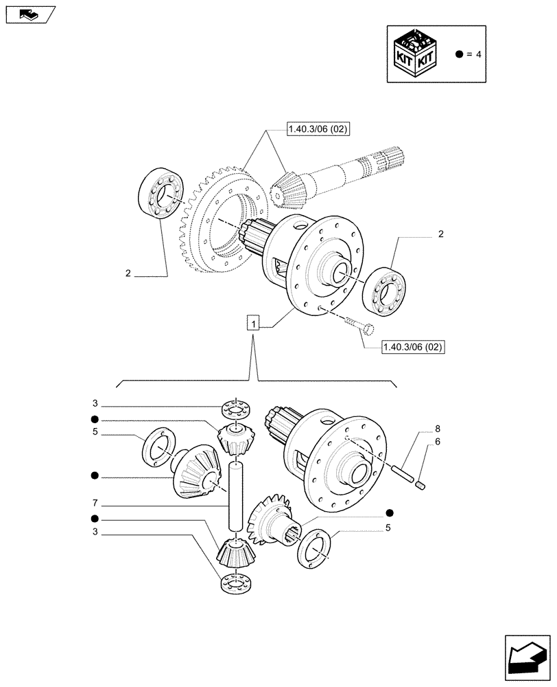 Схема запчастей Case IH MXM155 - (1.40.3/07[02]) - (VAR.420) 4WD FRONT AXLE WITH SUSPENSIONS AND TERRALOCK - SEMI POWER SHIFT - DIFFERENTIAL (04) - FRONT AXLE & STEERING