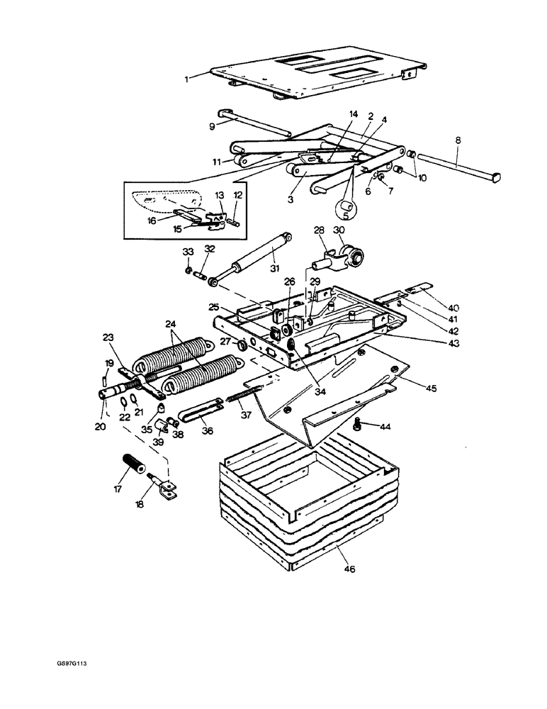 Схема запчастей Case IH 1212 - (9-092) - ARMCHAIR SEAT SUSPENSION, 1210Q, 1212Q, 1210SK AND 1212SK TRACTORS (09) - CHASSIS/ATTACHMENTS