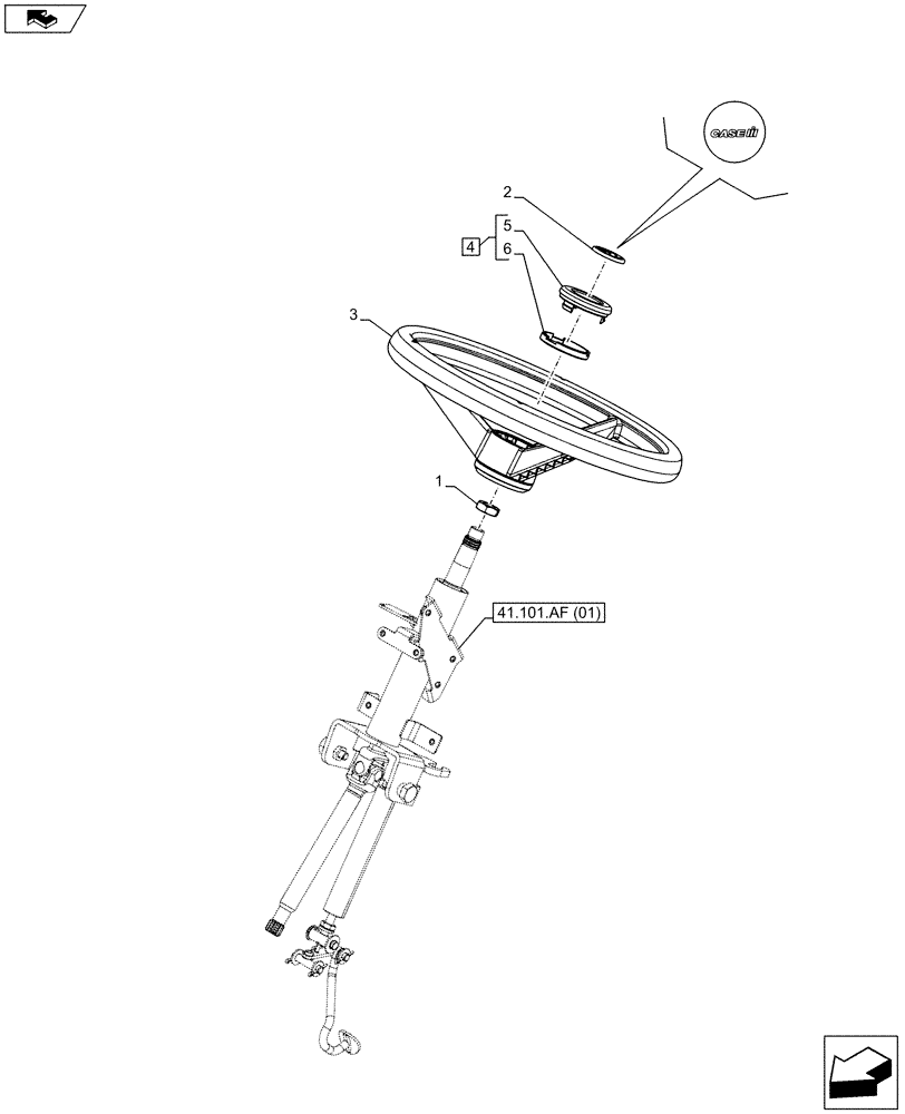 Схема запчастей Case IH FARMALL 105C - (41.101.AJ[01]) - VAR - 331606, 334181, 334182, 334184, 334212, 339606 - STEERING WHEEL, W/ CAB (41) - STEERING