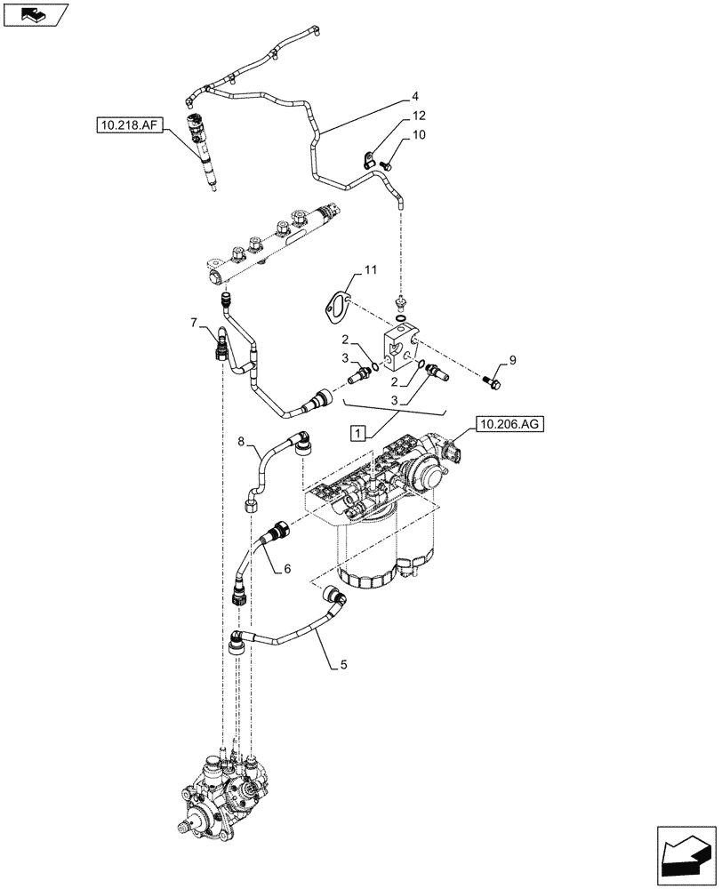 Схема запчастей Case IH F5DFL413H A009 - (10.218.AI) - INJECTION PIPE (10) - ENGINE